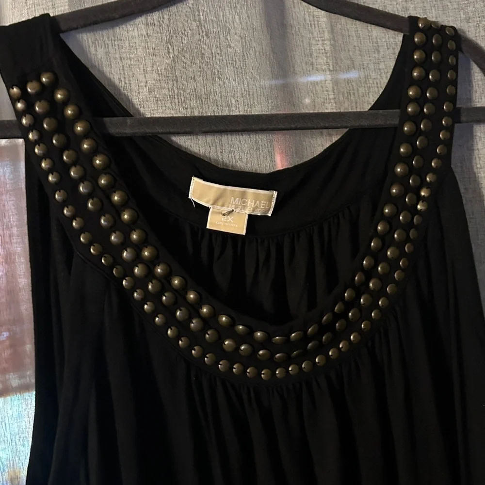 Michael Kors Sleeveless Black Studded Scoop Neck Women's Top sz 2X